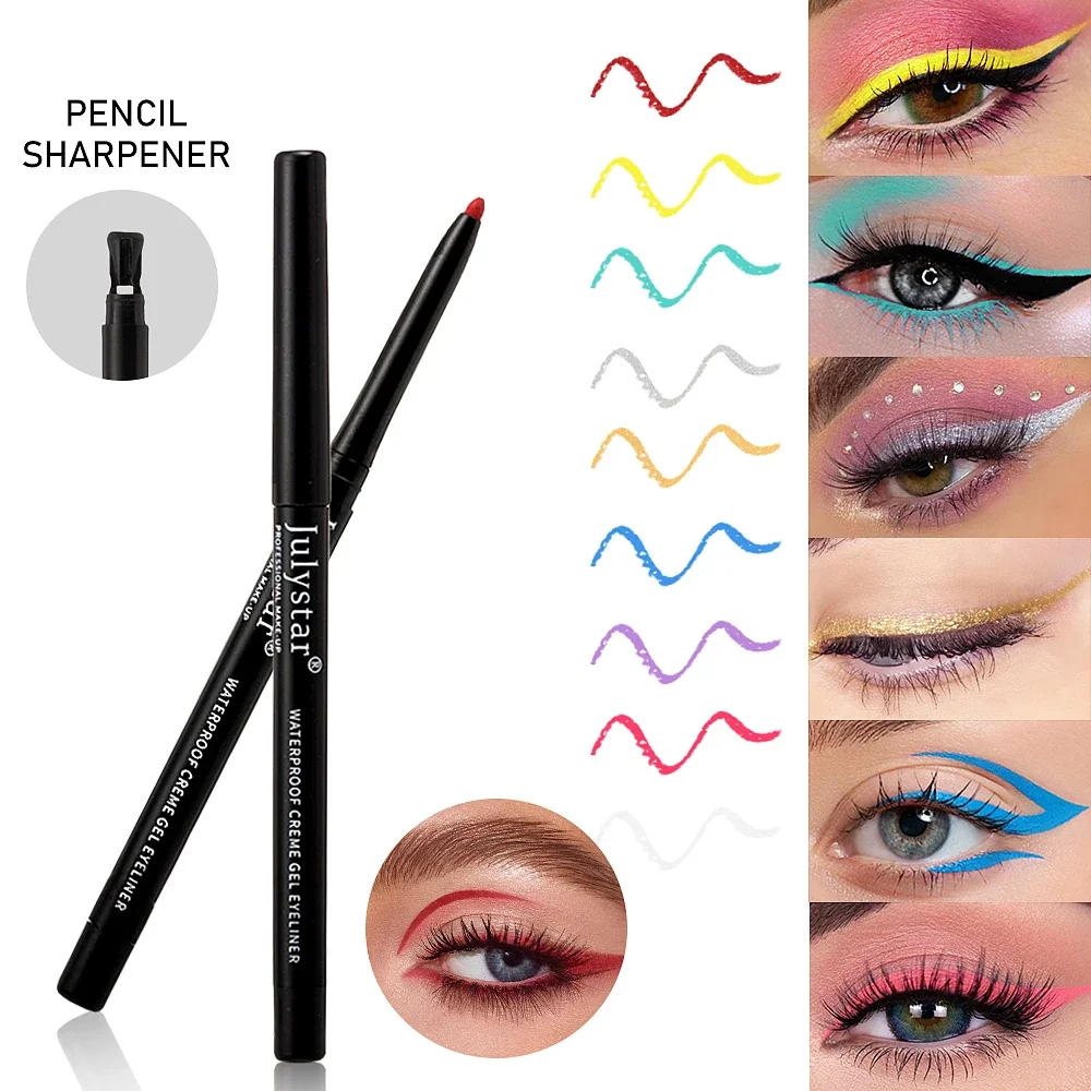 Description Picture 4 of itemColorful Eyeliner Lip Liner Gel Pencil No Smudge Silver Black Pink Easy To Wear Soft Matte Lying Silkworm Eyeliner Pen Cosmetics
