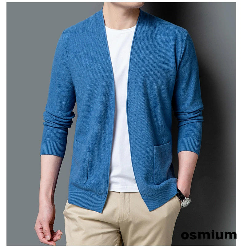 Description Picture 6 of itemSpring Mens Cardigan Korean Knitted Sweater Thin Slim V-neck Long Sleeve Top Boys Yellow Sweater Oversize Xxxl Casual Knitwear