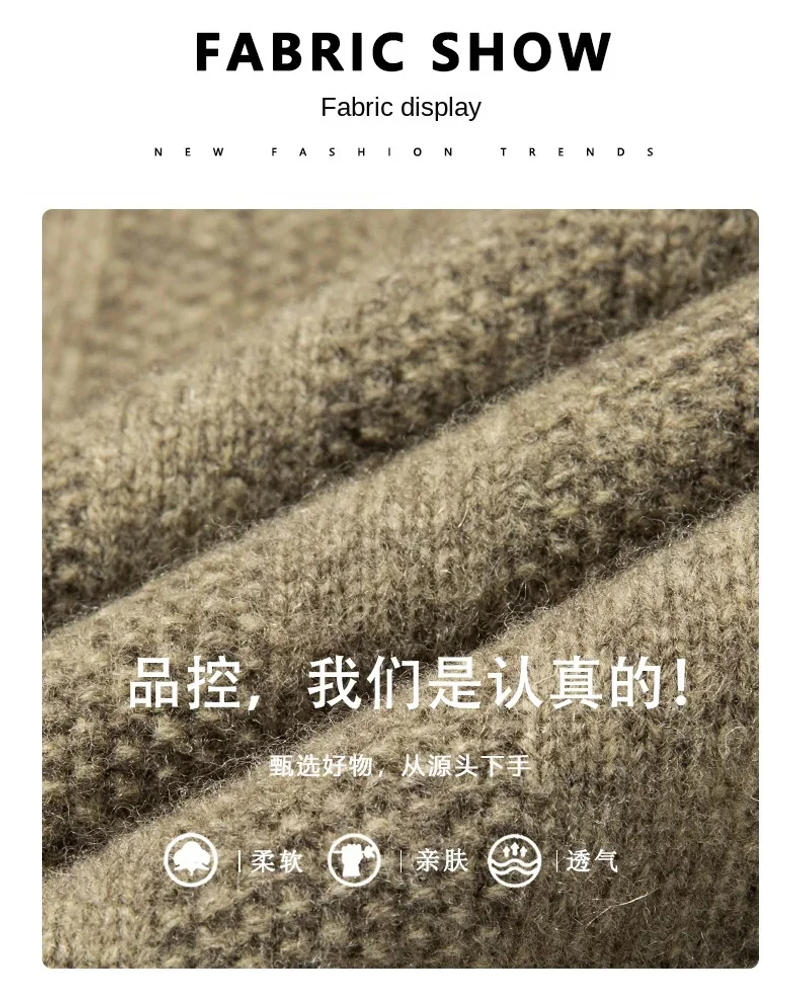 Description Picture 5 of itemMen's New Thick Warm Button Half-Collar Wool Sweater Business Autumn and Winter Brand Pullover