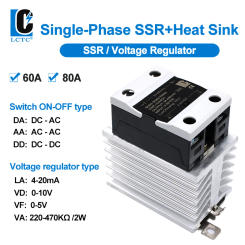 LCTC Solid State Relay 4-20MA 0-5V 0-10V 60A 80A VA Manual Single Phase Voltage Regulator SSR With Heat Sink DC-AC DC-DC AC-AC