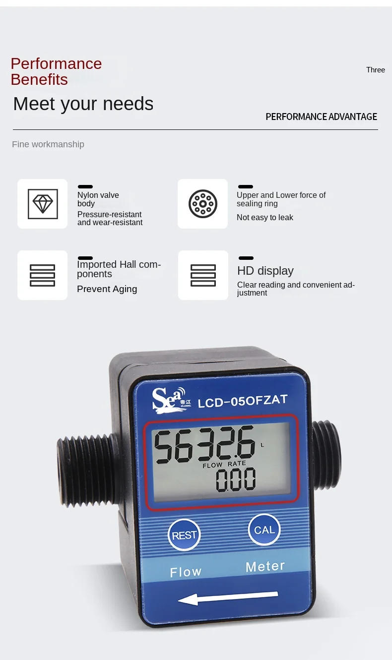 Description Picture 3 of itemG1/2 G3/4 Inch Digital LCD Water Milk Oil Flow Sensor Meter Flowmeter Totameter Flow Measuring Instruments