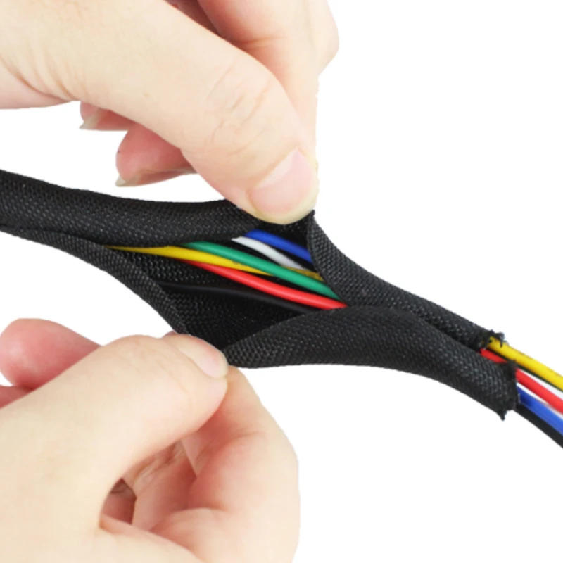 Description Picture 4 of item5-50mm Black Braided Cable Management Sleeves Wire Loom Tubing Cord Protector Self-Wrapping Automotive Harness PET Sleeve