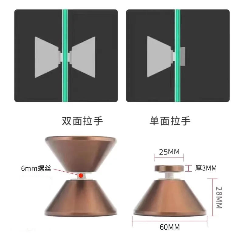 Description Picture 3 of item1pc Stainless Steel Conical Door Handle Bathroom Glass Door Knob Single Hole Round Barn Door Handles Indoor Shower Room Hardware