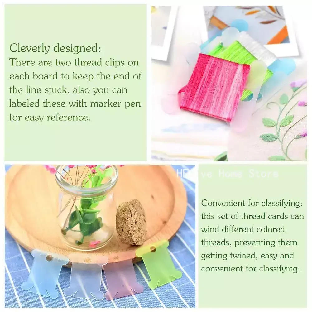 Description Picture 6 of item20pcs/lot Plastic Bobbins Sewing Thread Organizer Holder Embroidery Floss Storage Card DIY Craft Cross Stitch Sewing Accessories