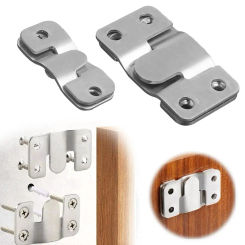 2pc Stainless Steel Interlock Hanging Buckle Picture Frame Hook Wall Hanger Sofa Interlock Bracket Joint Bed Corner Hanging Hook