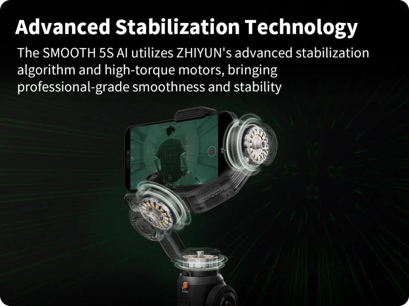 Description Picture 4 of itemZHIYUN SMOOTH 5S AI Tracking 3-Axis Smartphone Gimbal Handheld Stabilizer for iPhone 15 Pro Max for Xiaomi for Vlog Filming