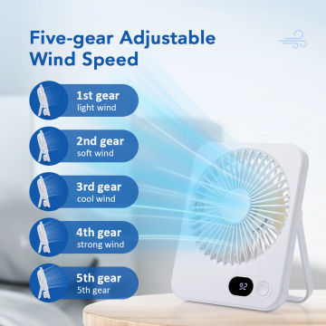 Desktop Fan New Rechargeable Long Endurance Ultra-Thin Desktop Fan Large Wind Super Quiet Folding Handheld With Battery Display