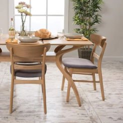 Dining Chair 2-Pcs Set, Dark Grey / Oak Finish, Wood chairs, living room diner chairs, kitchen dining chair