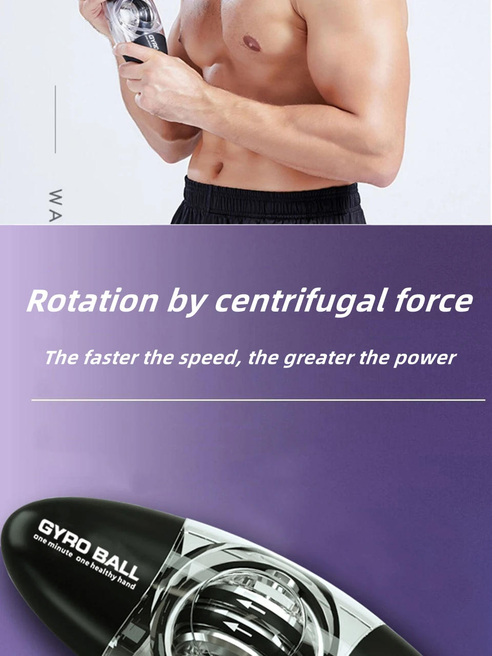 Description Picture 4 of itemGyro Ball Colorful LED Light Power Wrist Ball Hand Strengthener Autostart Gyroball Grip Muscle Relax Exerciser Workout Equipment