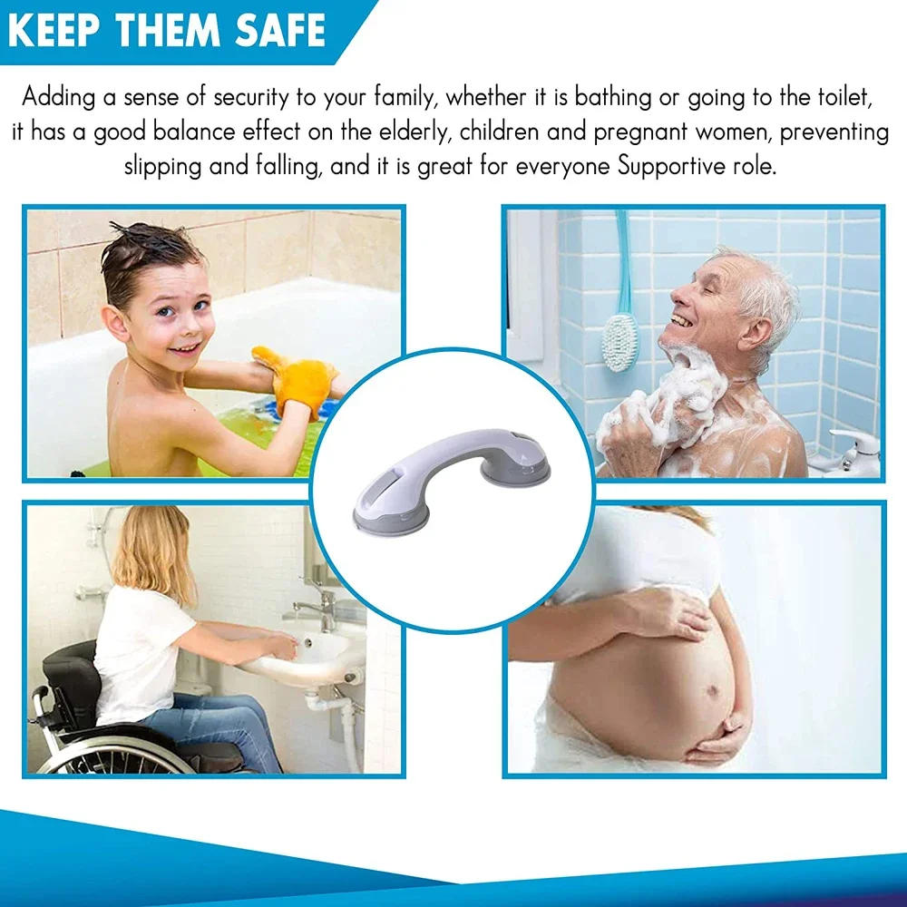 Description Picture 3 of item1pc Handle Vacuum Suction Cup Safety  Handrail With Shower Handle Non-slip Support Toilet Bathroom Safety Grab Rod