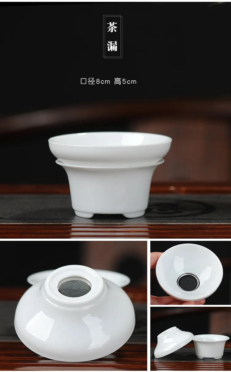 Description Picture 4 of itemPorcelain Tea Strainer with Bottom Support, Loose Leaf Tea - Fine Mesh Infuser, Elegant White Design