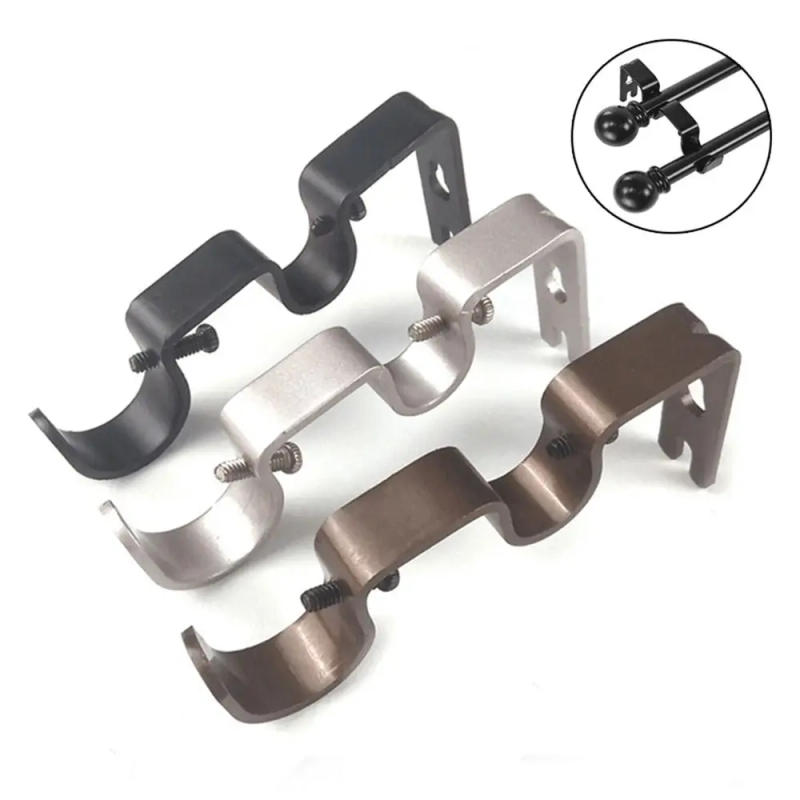 Description Picture 4 of itemSingle Hang Curtain Rod Bracket Heavy Duty Double Hang Curtain Rod Holders Tap Right Into Window Frame Curtain Rod Bracket
