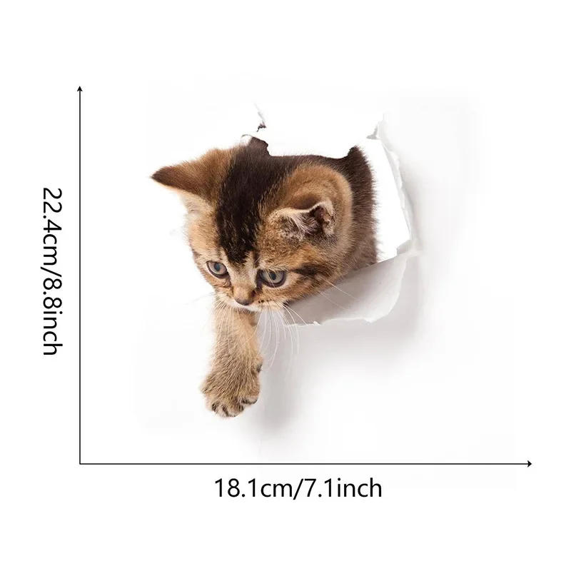 Description Picture 6 of itemCats 3D Wall Sticker Toilet Stickers Hole View Vivid Dogs Bathroom For Home Decoration Animals Vinyl Decals Art Wallpaper Poster