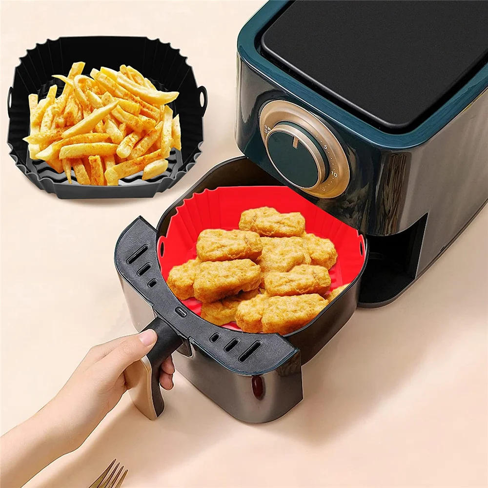 Description Picture 6 of itemAirfryer Silicone Basket Square Silicone Tray for Airfryer Easy Clean Dish Liner Pizza Plate Grill Pan Mat Air Fryer Accessories