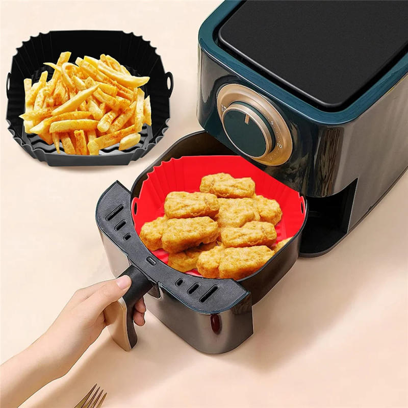 Description Picture 6 of itemAirfryer Silicone Basket Square Silicone Tray for Airfryer Easy Clean Dish Liner Pizza Plate Grill Pan Mat Air Fryer Accessories