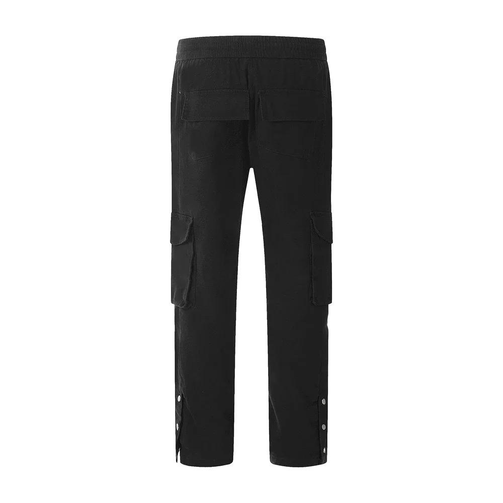 Description Picture 4 of itemHip Hop Cargo Pants Mens Streetwear Multi Pockets Overalls Straight Baggy Trousers Harajuku Fashion Casual Pants Black