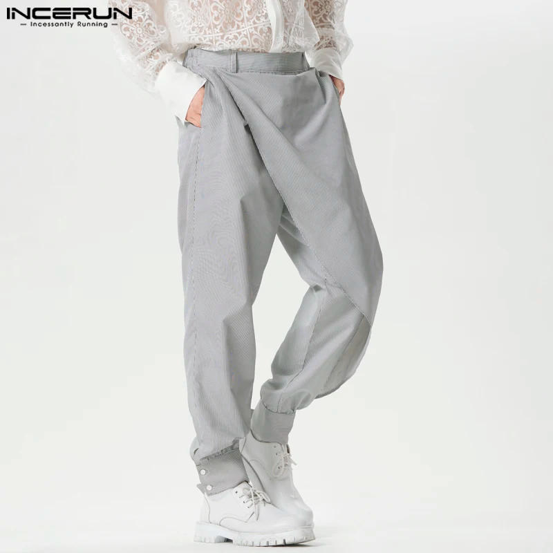 Description Picture 5 of itemINCERUN 2024 American Style Pantalons Men's Striped Patchwork Design Long Pants Casual Street All-match Wide Leg Trousers S-5XL
