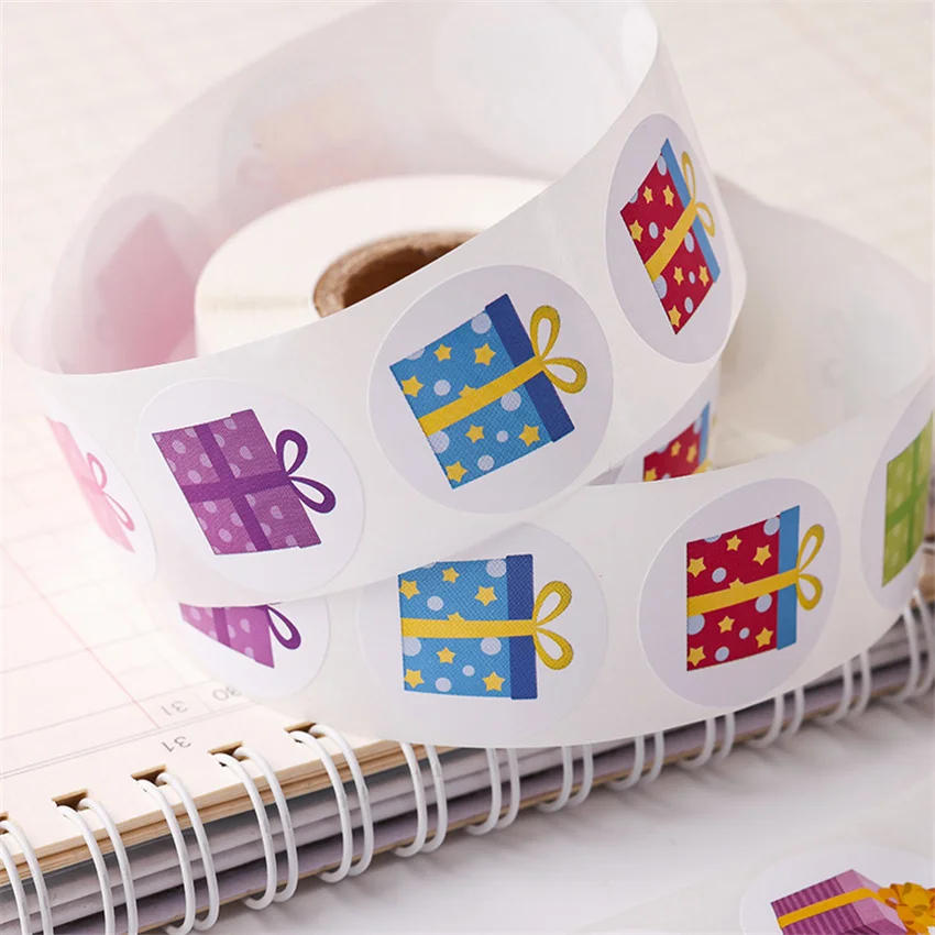 Description Picture 5 of item100-500Pcs Round Gift Just For You Stickers 1inch Gift Box Pattern Adhesive Seal Labels For Small Business Present Cards Decor
