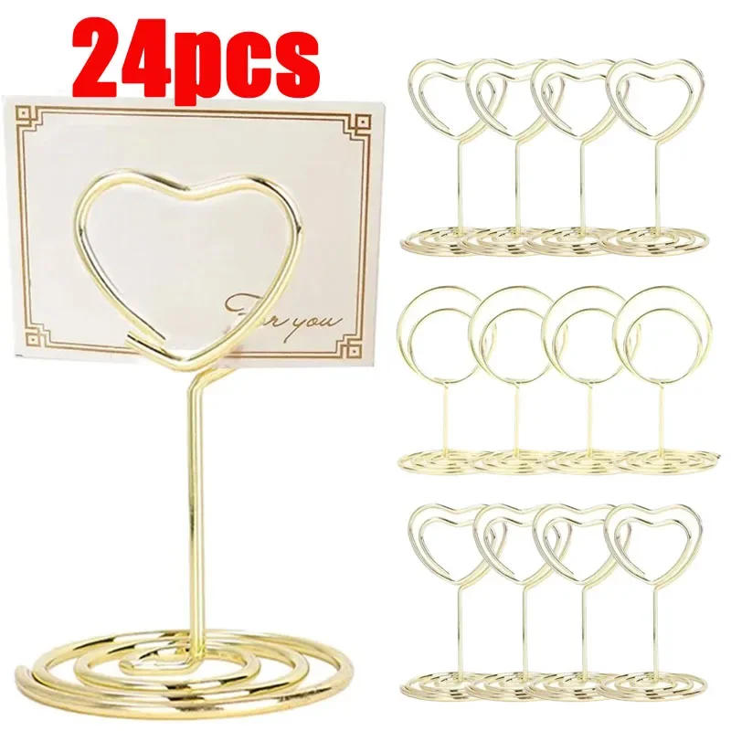 Description Picture 3 of item24/1PCS Metal Place Card Holders Photo Clip Stands Wedding Table Number Name Sign Stand Birthday Party Home Decoration Supplies