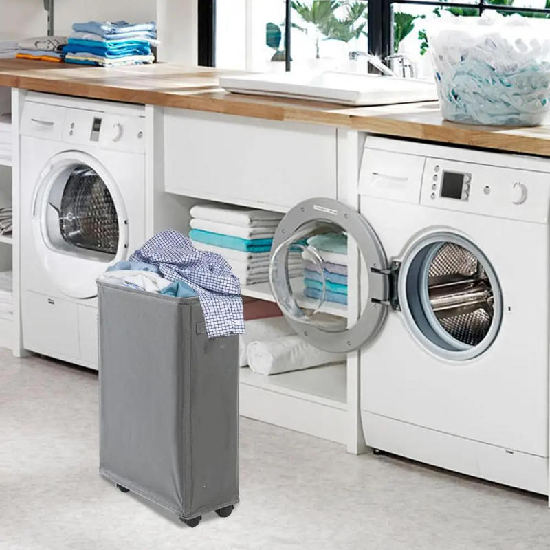 Description Picture 4 of itemCollapsible Laundry Baskets Large Slim Folding Hamper Freestanding Narrow Corner Bin With Handle Home Storage