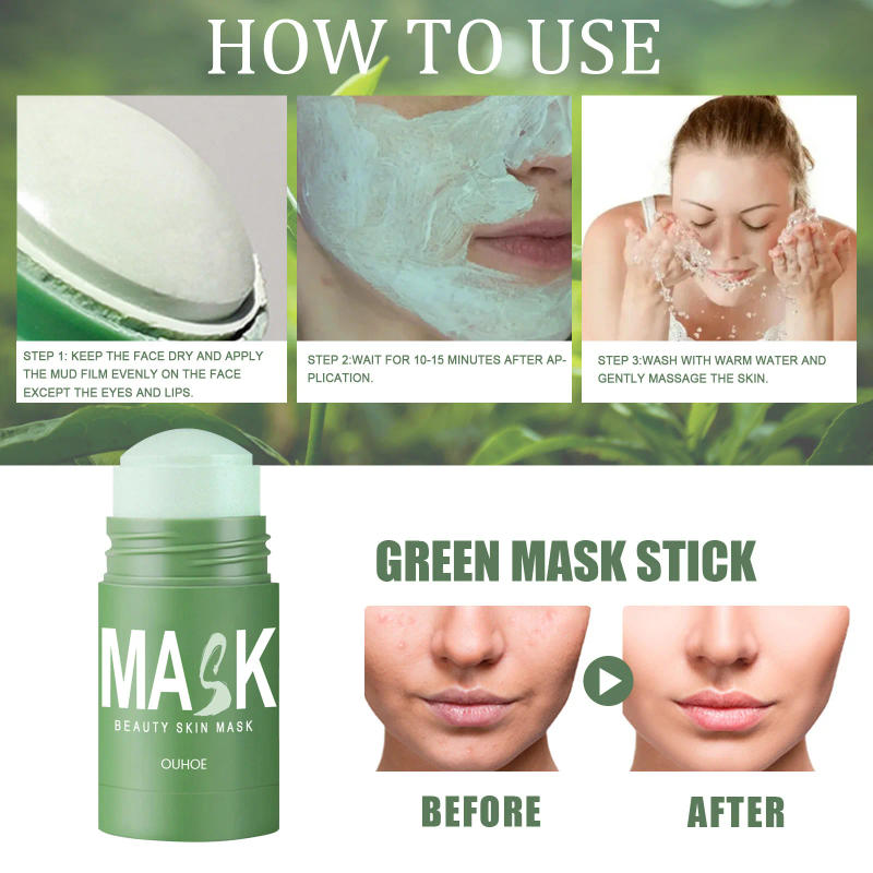 Description Picture 4 of itemFace Clean Mask Green Tea Cleansing Stick Mask Shrink pores Removal Blackhead Remover facial Cleansing Moisturizing Mud Mask