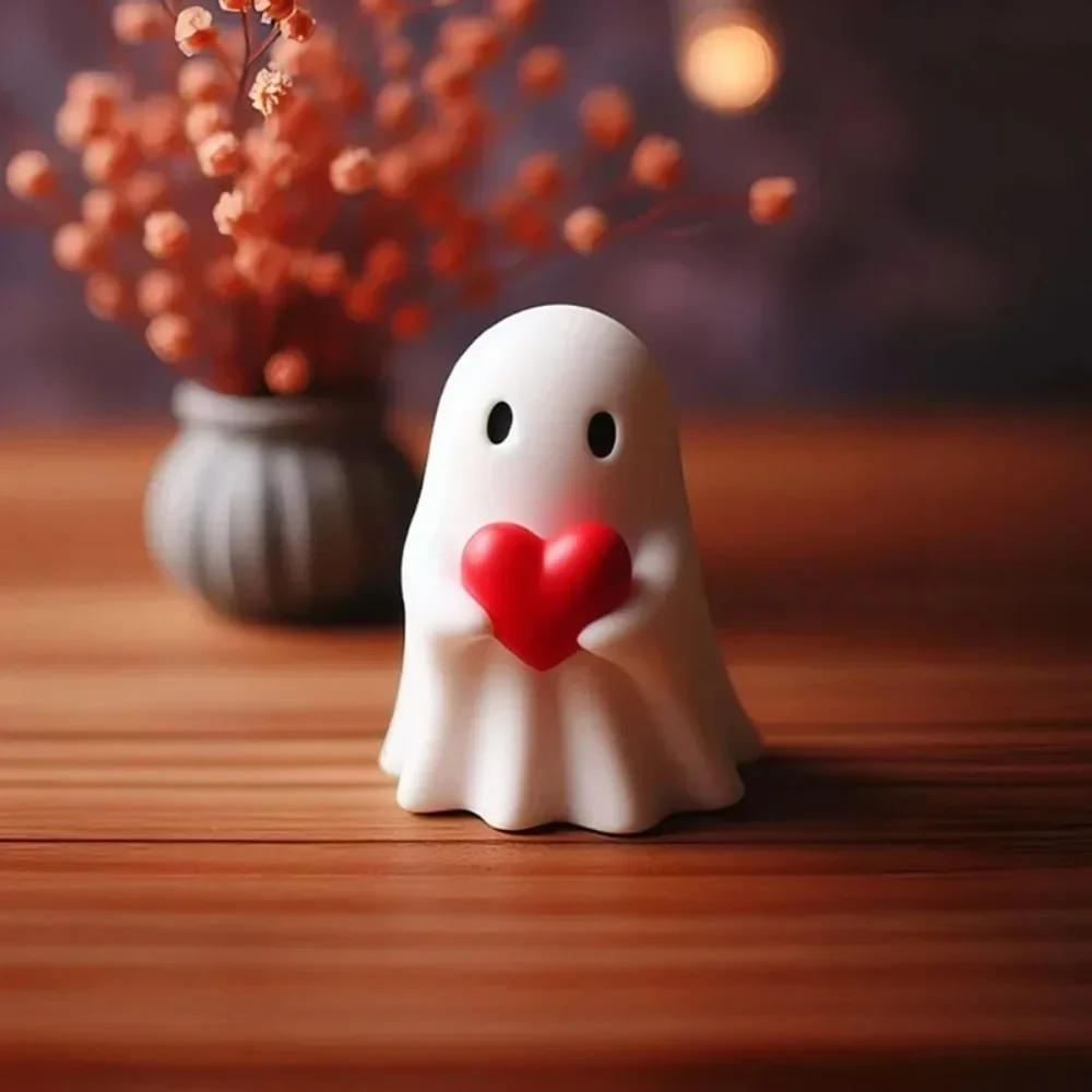 Description Picture 3 of itemMiddle Finger Cute Ghost Statue, Ghosts Small Scary Ghost Figurines, Halloween Home Decorations, Coffee Table Centerpieces Shelf