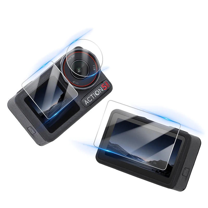 Description Picture 2 of item3pcs Protection Films Lens Screen Tempered Glass Films + 1pcs Lens Cap Protective Cover for DJI Osmo Action 5 Pro 4 3 Camera