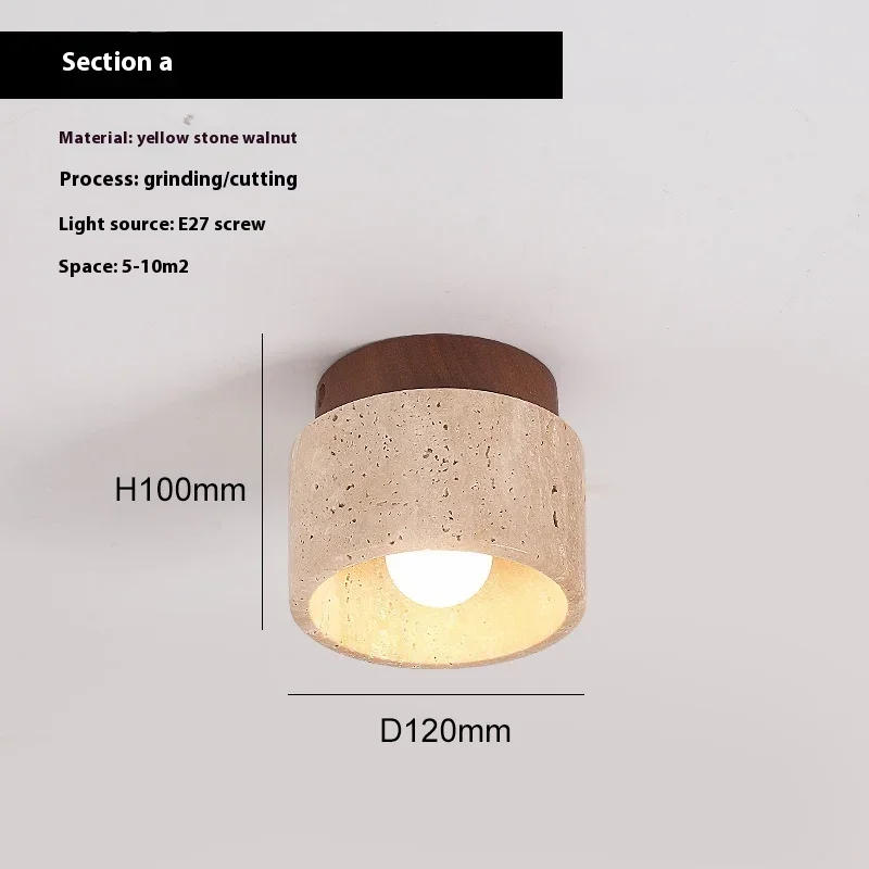 Description Picture 3 of itemYellow Marble Ceiling Light Lobby Entrance Corridor Balcony Restaurant Hotel Aisle Travertine Decorative Lamp