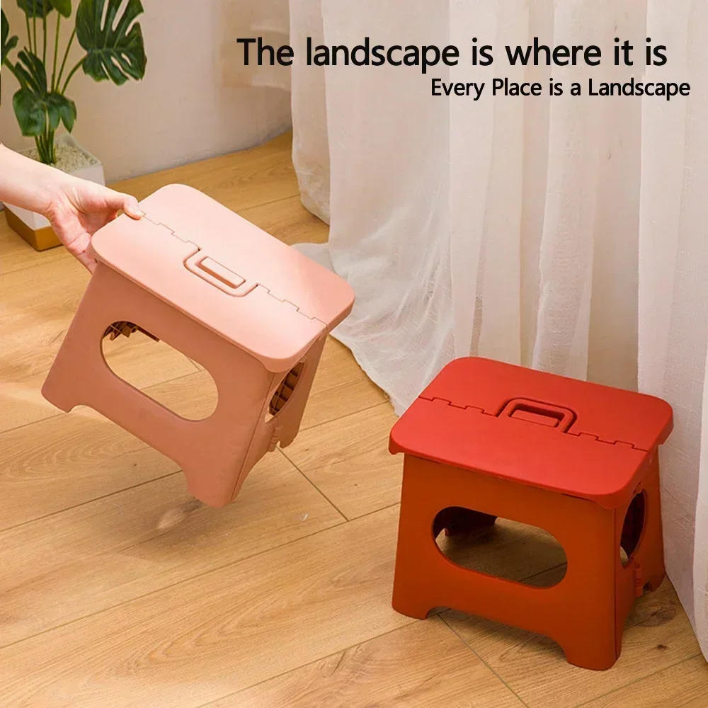 Description Picture 4 of itemAdults & Kids Children Thickened  Plastic Step Stool Portable Folding Chair Small Bench Stool