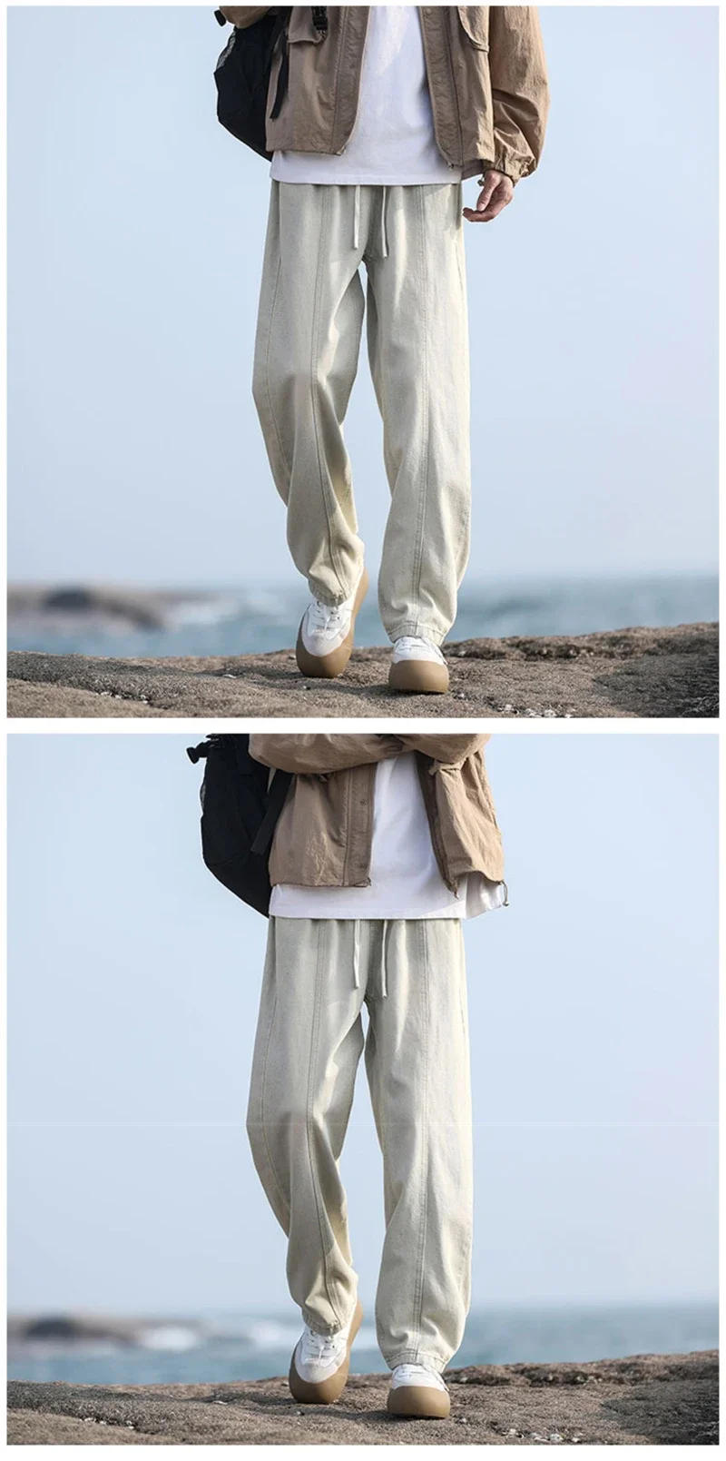 Description Picture 6 of itemNew Korean Fashion Baggy Jeans For Men Classic Drawstring Straight Denim Pants Y2K Vintage Jean Streetwear Wide-leg Trousers