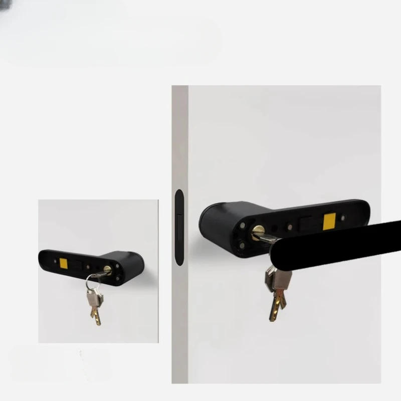 Description Picture 3 of item1 set of indoor door locks minimalist household hidden key bedroom silent handle lock with key included Electroplated