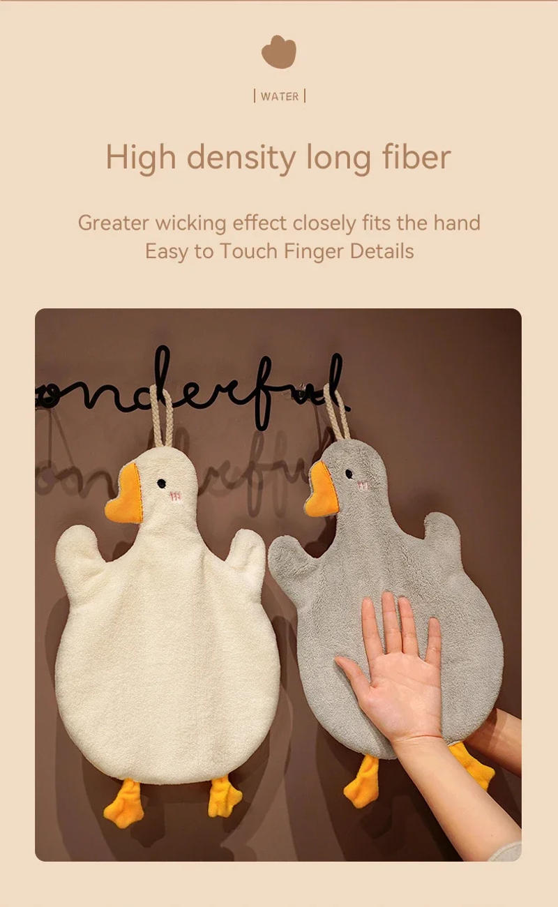 Description Picture 6 of itemCartoon Goose Hand Towel Kitchen Bathroom and Toilet Hand Towel Hanging Type with Super Water Absorption Quick Drying It Is Hard