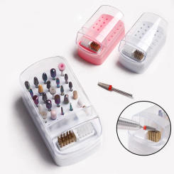 30Holes Nail Drill Bits Storage Box Nails Tools Display Organizer Grinding Polish Head Bit Holder for Nail Cleaner Equipment
