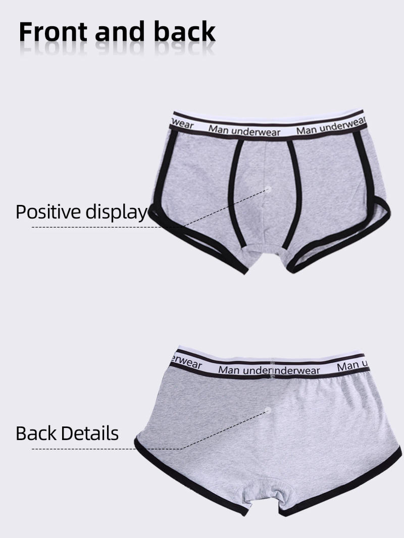 Description Picture 6 of item1/4pcs Men Underwear Boxers Cotton Panties Breathable Solid Boxershorts Male Mid Waist Underpants Trend Man Shorts Homme Shorts