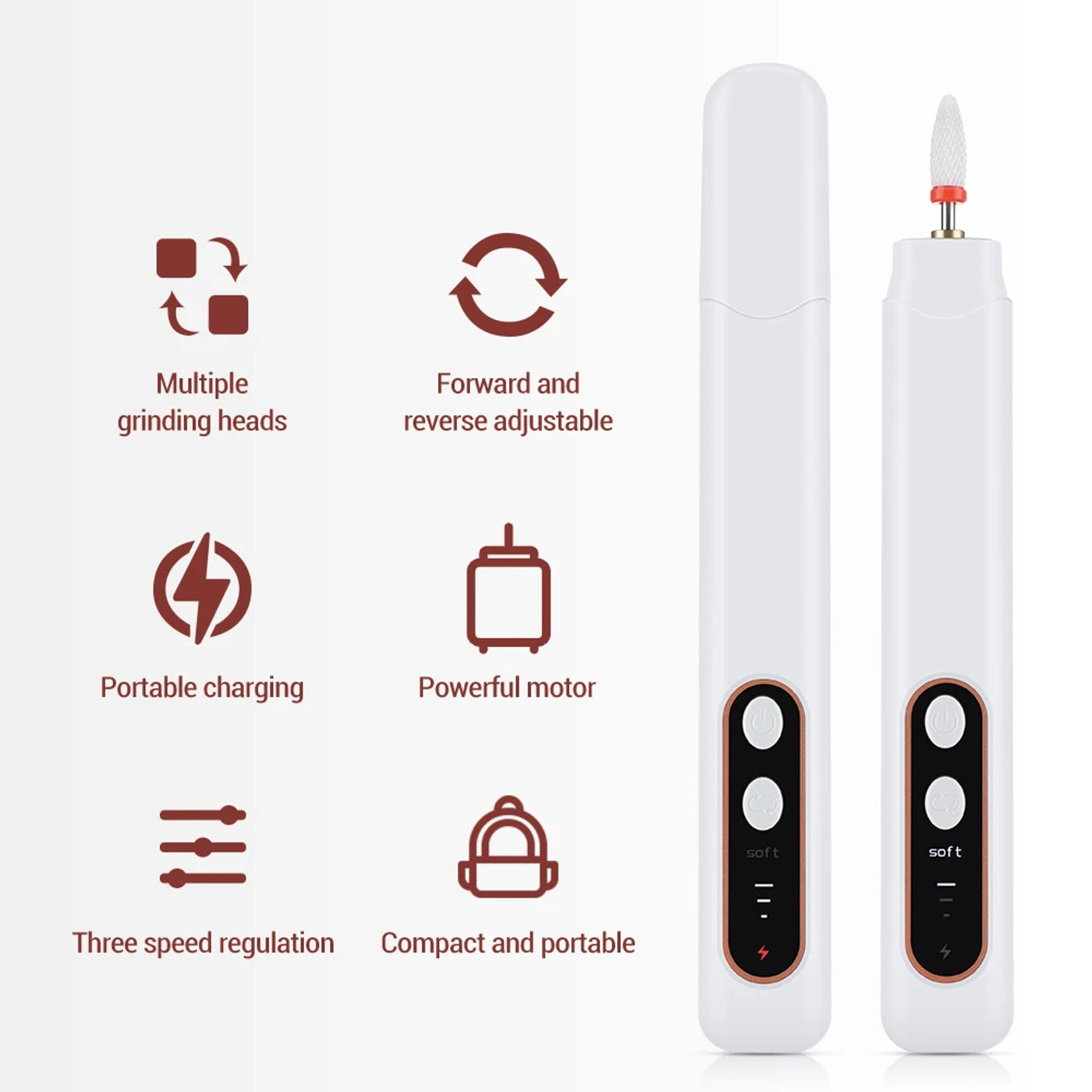 Description Picture 3 of itemProfessional Nail Drill Machine Cordless Electric Manicure Cutter For Nail Repair Designed Gel Removing For Salons Nail Tools