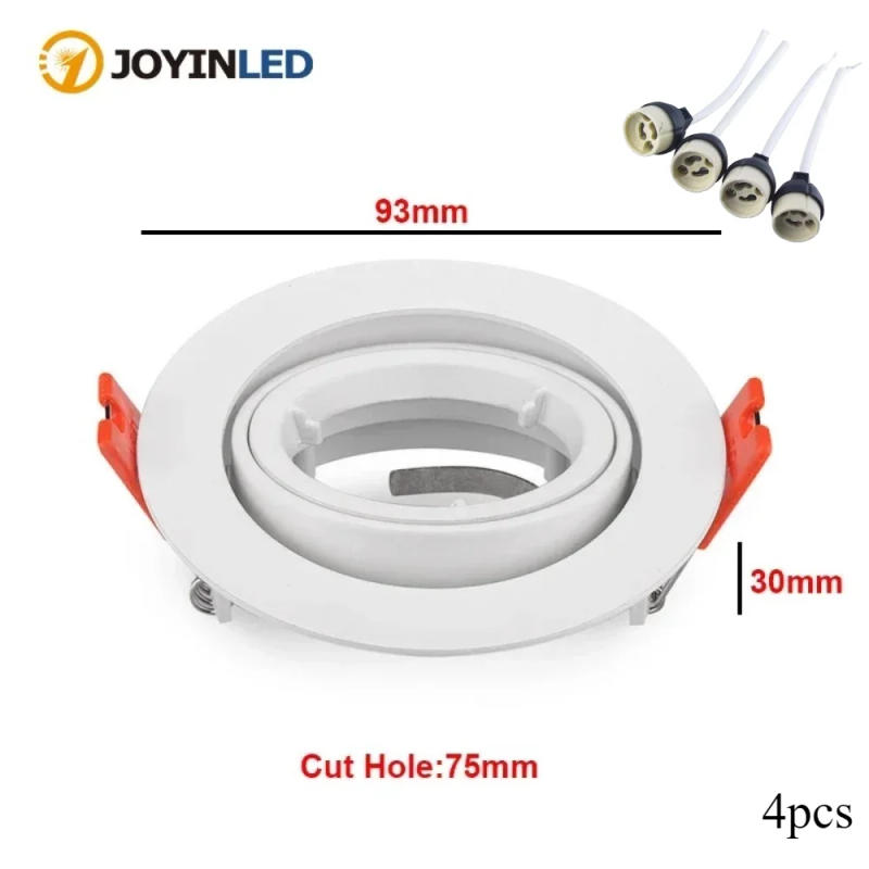 Description Picture 2 of item4pcs/Lot Round MR16 Ceiling Light Downlight Custom-made Aluminum Modern Style Lamp Base Ceramic Light Holder White/Black