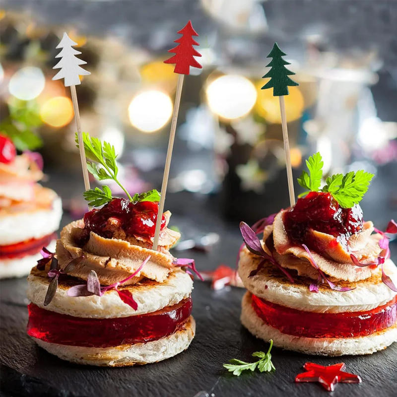 Description Picture 4 of item50PCS Disposable Christmas Bamboo Forks Red White Green Christmas Tree Tableware 2024 Christmas Party Decor Supplies