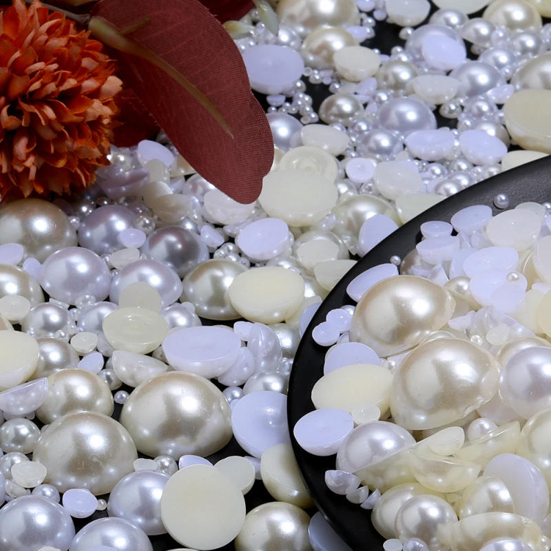 Description Picture 6 of itemWhite Ivory Beige 2/3/4/5/6/8/10mm-25mm all sizes Imitation Pearl ABS Plastic Half Round Bead For Nail Art DIY Craft Garment