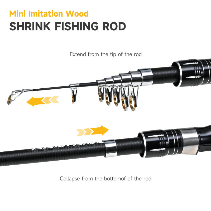 Description Picture 6 of itemTelescopic Lure Rod 1.6M 1.8M 2.1M Carbon Spinning Rod Baitcasting Fishing PoleWooden Handle Casting Fishing Tackle Ravel Lure