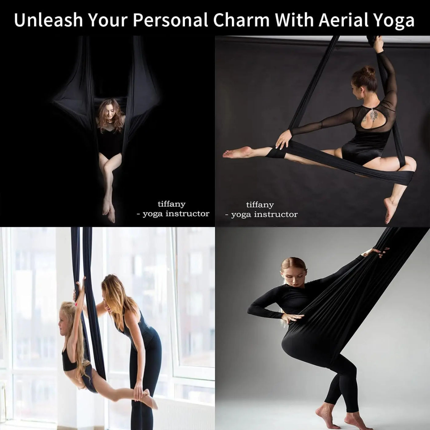 Description Picture 5 of item6 Meters Aerial Yoga Hammock Set Home Carabiners Daisy Chain Accessories Medium Elastic Monochrome Sling for Yoga Studio