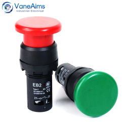 EB2 Red Green Mushroom Push Button Switch Self locking Momentary Switch On Off Big Start Stop Enter Button without Fixation 5A