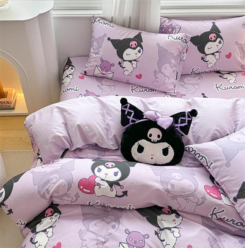 Description Picture 3 of itemDuvet Cover Kuromi Children Animation Lovers Single Double Soft and Comfortable One Quilt Cover Two Pillowcases with Zipper