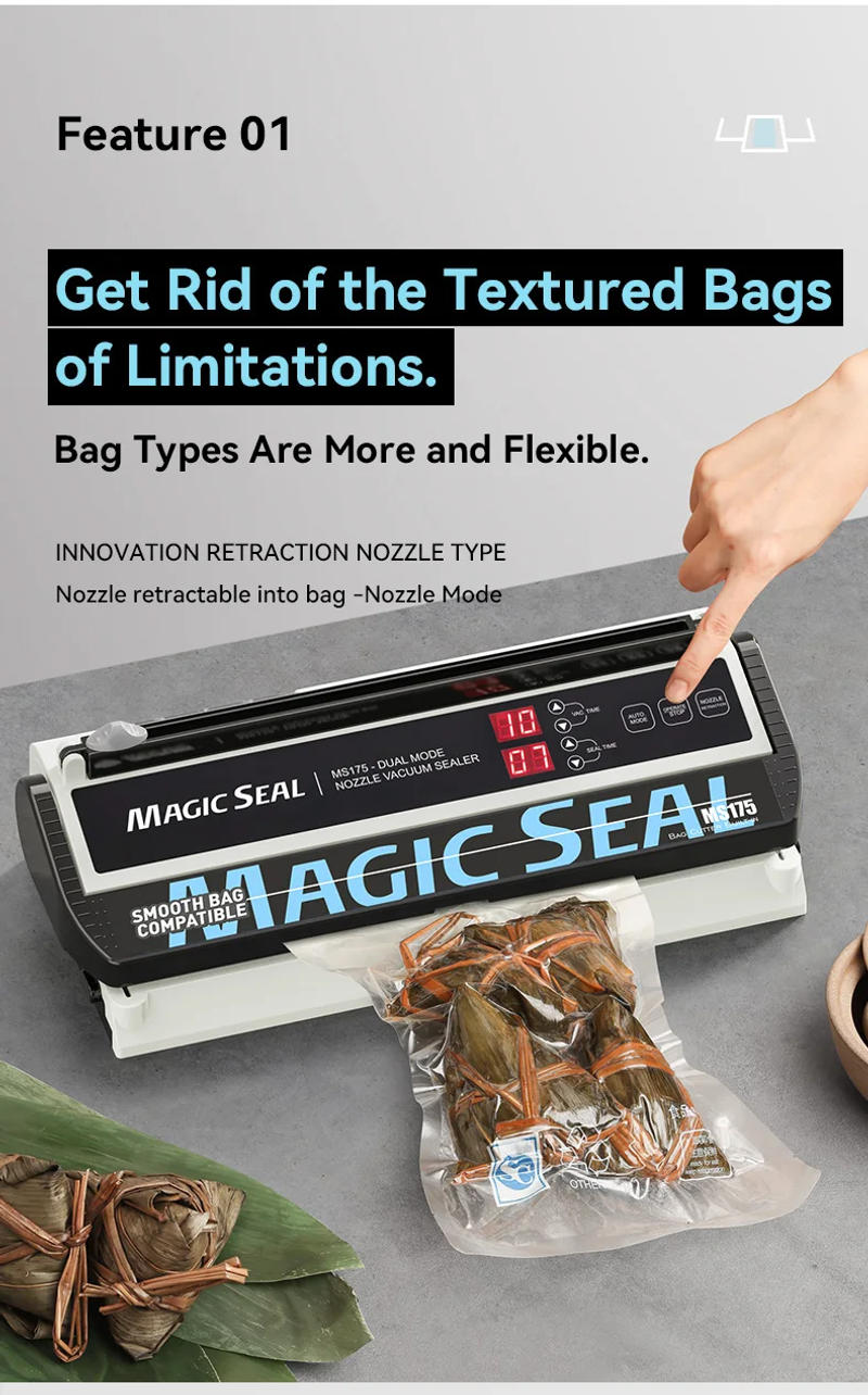 Description Picture 5 of itemMAGIC SEAL MS175 Vacuum Sealer Machine for food Plastic Bag Sealer Kitchen Packer Commercial sealing pakaging machine Sous vide