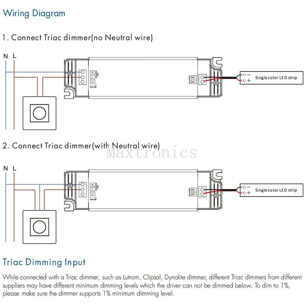 Description Picture 5 of itemTriac Constant Voltage LED Driver Dimmer 1CH 40W AC 220V to DC 12V 24V PWM Digital Dimming Triac Driver 12V for LED Light Tape