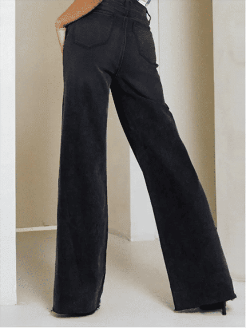 Description Picture 6 of itemPocket Button Pants High Waisted Solid Color Women's Jeans Street Fashion Daily Casual Commuting Style Autumn Straight Leg Pants