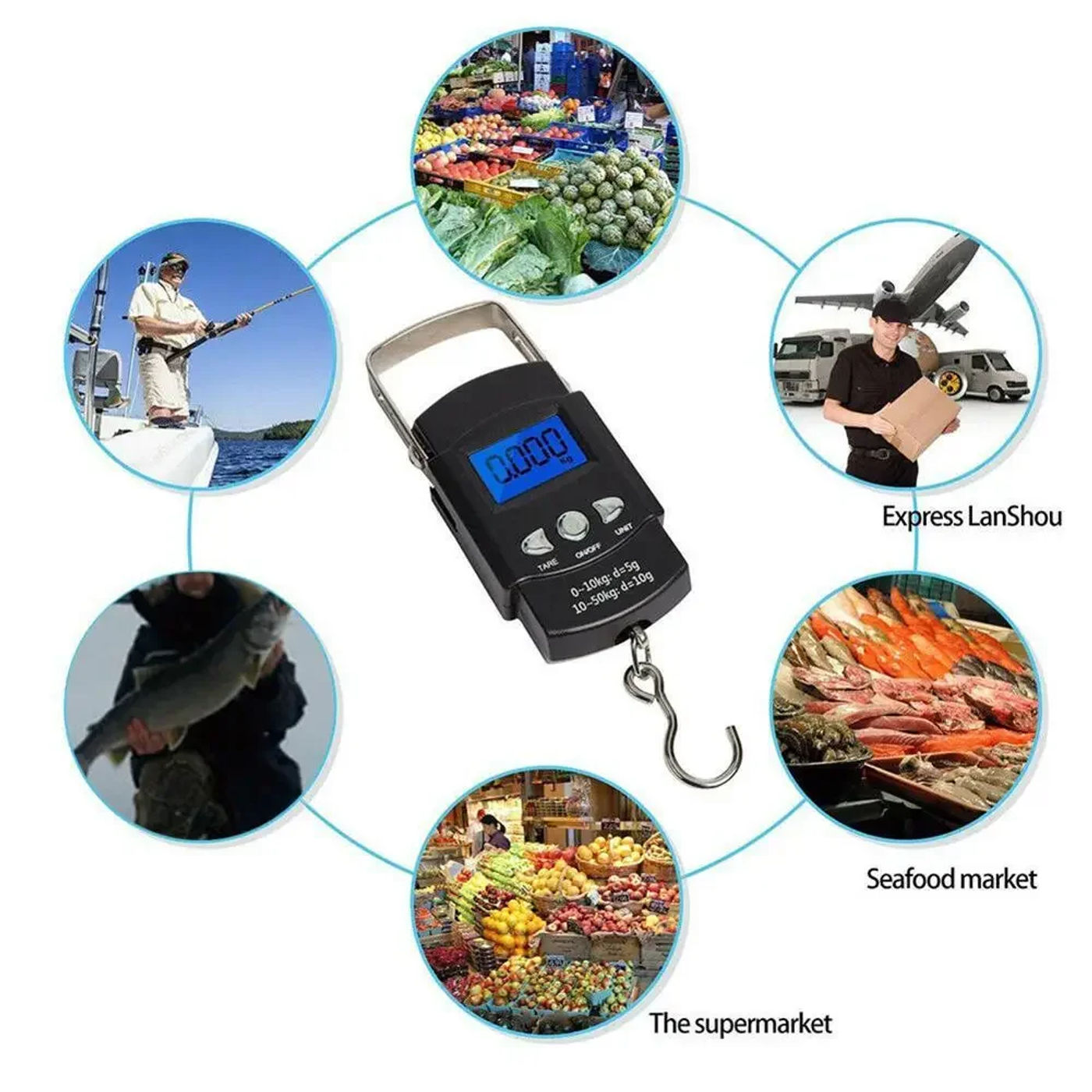Description Picture 4 of itemElectronic Digital Scale Rechargeable Hanging Scale 50kg 10g Fishing Luggage Travel Weighing Steelyard Hook Kitchen Weight
