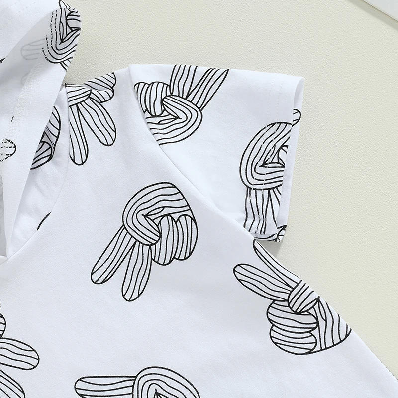 Description Picture 6 of itemInfant Boys Summer Outfits Finger Print Short Sleeve Hooded Tops and Elastic Waist Shorts 2Pcs Clothes Set