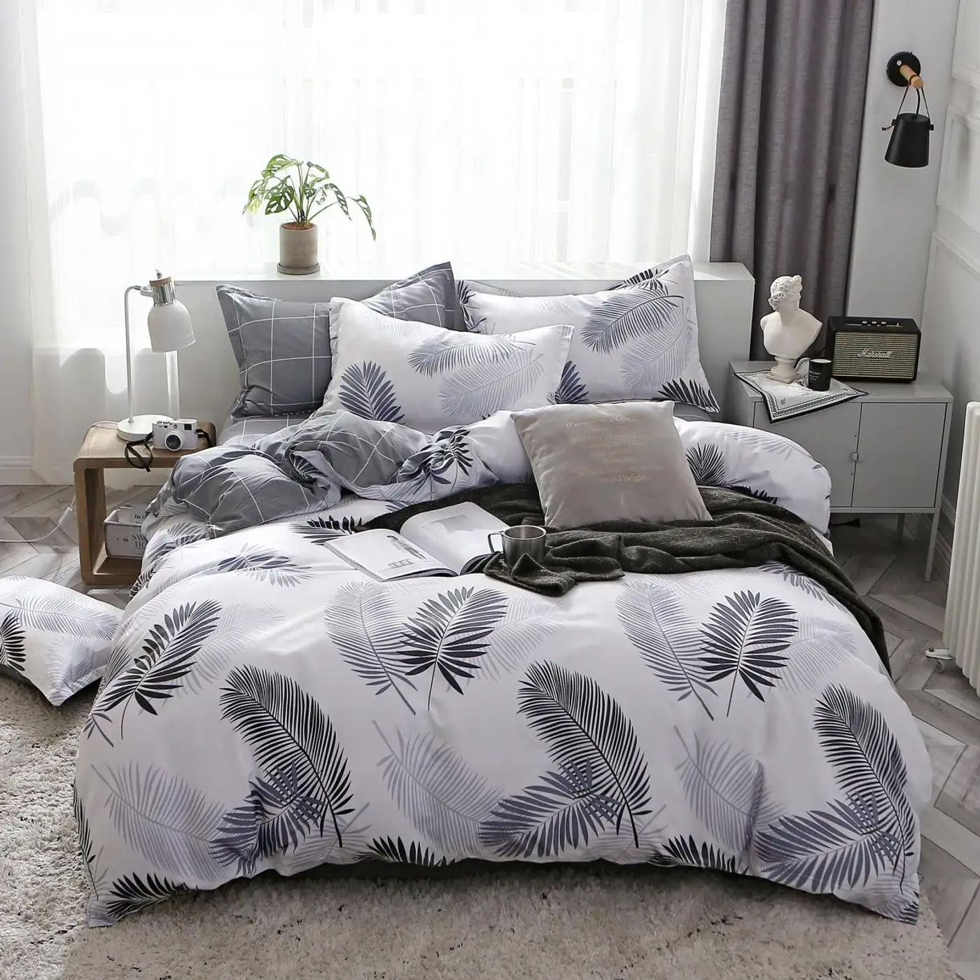 Description Picture 6 of itemDouble bed Quilt cover Duvet cover Microfiber bedding queen king Twin size for single nordic style Plaid Geometric Minimal