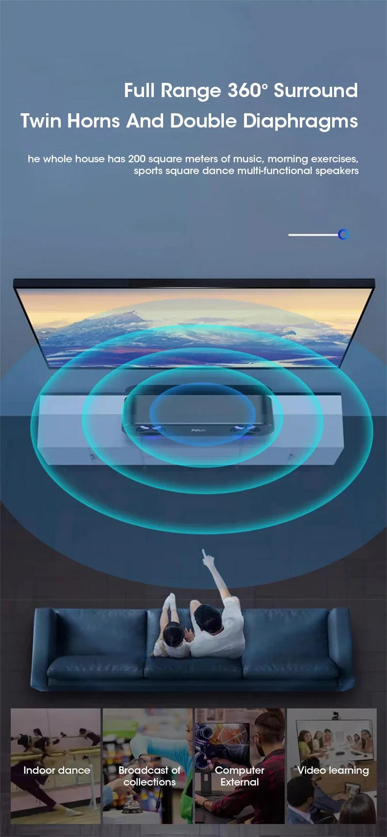 Description Picture 6 of itemNiye Wired 4D Surround Soundbar With RGB Light Speakers Computer Stereo Bass Subwoofer Speaker for Laptop PC Home Theater