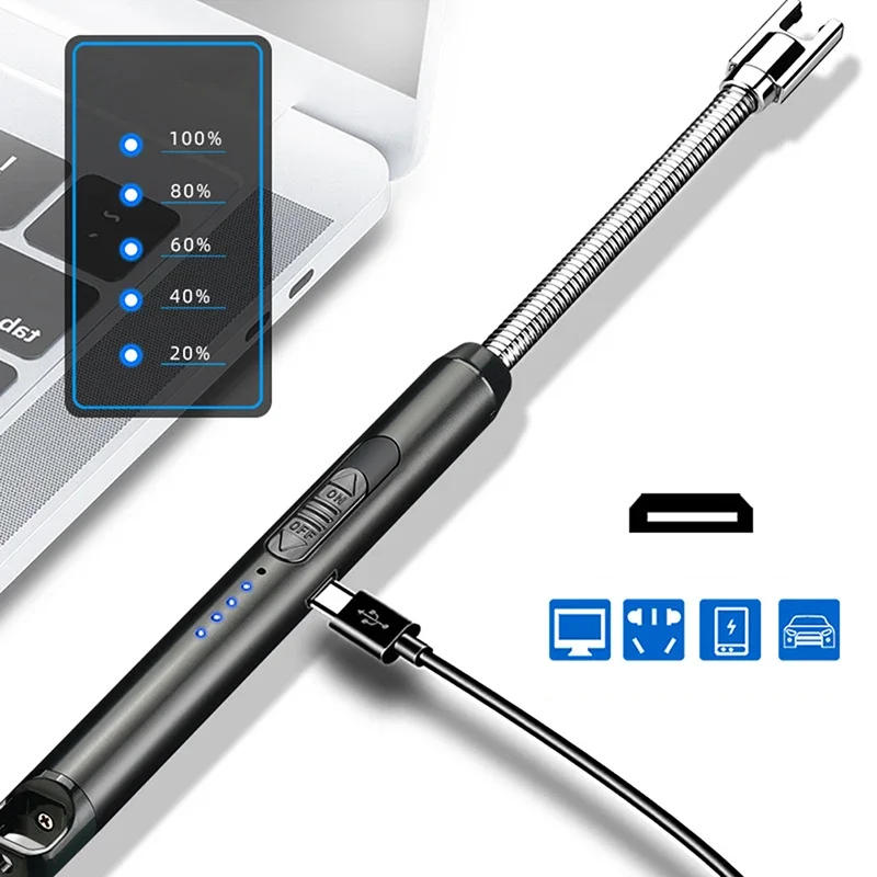 Description Picture 6 of itemWindproof Flameless Plasma Ignition BBQ Lighter, USB Long Kitchen Lighter, Candle Gas Stove Gas Lighter, 360 Â° Arc